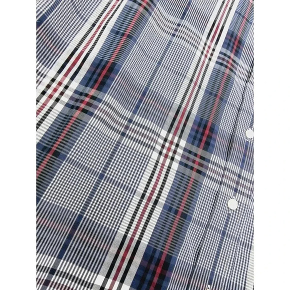 Kirkland Signature Size XL Men's White Burgundy Black Check Long Sleeve Shirt - Picture 7 of 10